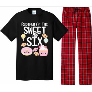 Brother Of The Sweet And Six Candy Theme Birthday Donut Candy Gift Pajama Set