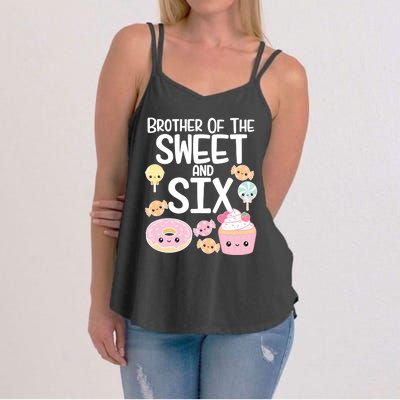 Brother Of The Sweet And Six Candy Theme Birthday Donut Candy Gift Women's Strappy Tank