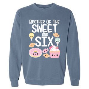 Brother Of The Sweet And Six Candy Theme Birthday Donut Candy Gift Garment-Dyed Sweatshirt