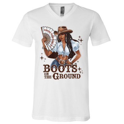 Boots On The Ground Linedance V-Neck T-Shirt
