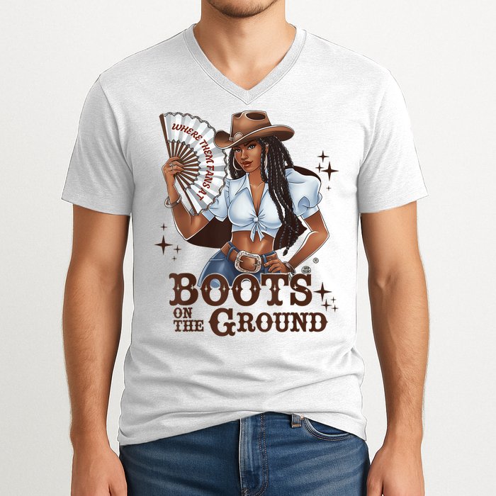 Boots On The Ground Linedance V-Neck T-Shirt
