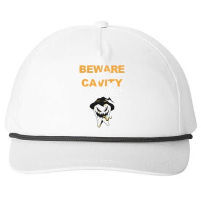 Beware Of The Cavity Monster Halloween Tooth Oral Hygiene Snapback Five-Panel Rope Hat