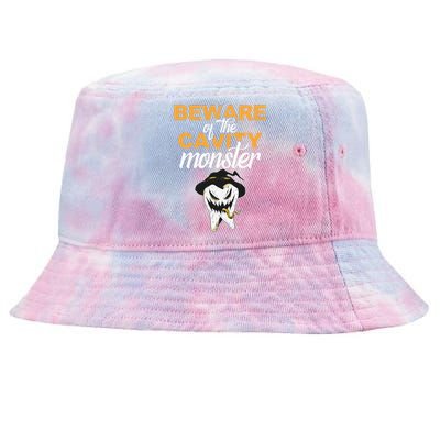 Beware Of The Cavity Monster Halloween Tooth Oral Hygiene Tie-Dyed Bucket Hat