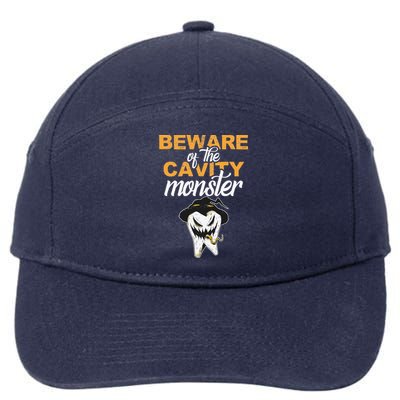 Beware Of The Cavity Monster Halloween Tooth Oral Hygiene 7-Panel Snapback Hat