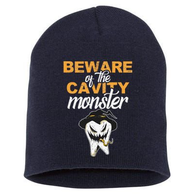 Beware Of The Cavity Monster Halloween Tooth Oral Hygiene Short Acrylic Beanie