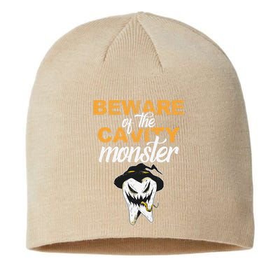 Beware Of The Cavity Monster Halloween Tooth Oral Hygiene Sustainable Beanie