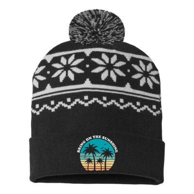 Bring On The Sunshine Retro Sunset USA-Made Snowflake Beanie