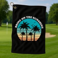 Bring On The Sunshine Retro Sunset Golf Towel