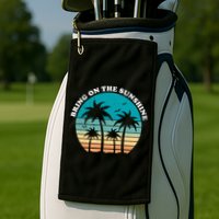Bring On The Sunshine Retro Sunset Golf Towel