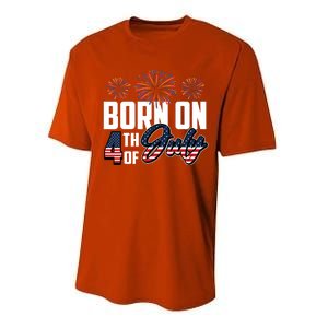 Born On The Fourth Of July 4th Of July Birthday Patriotic Performance Sprint T-Shirt