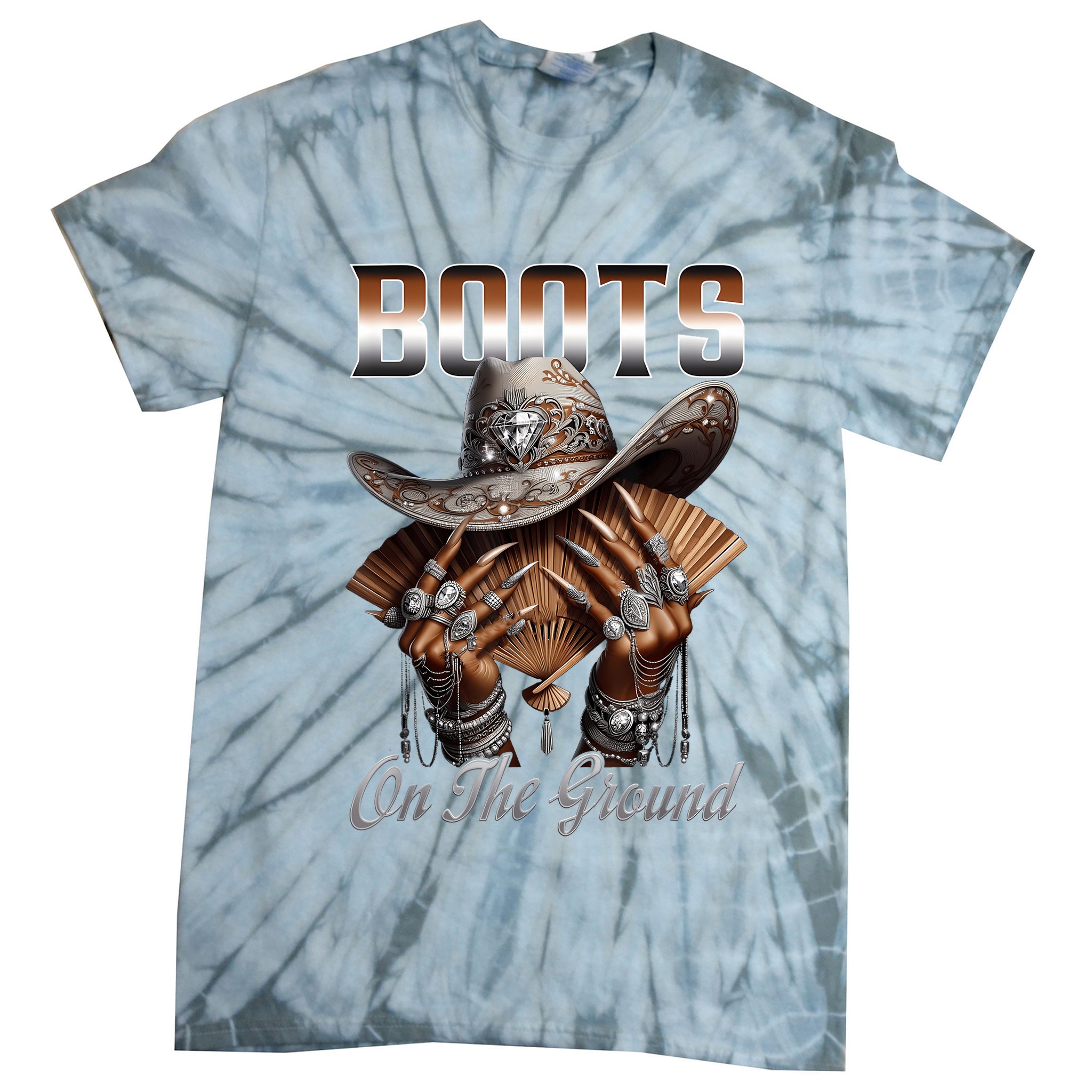 Boots On The Ground Boot Cowboy Western Cowgirl Linedance Tie-Dye T-Shirt