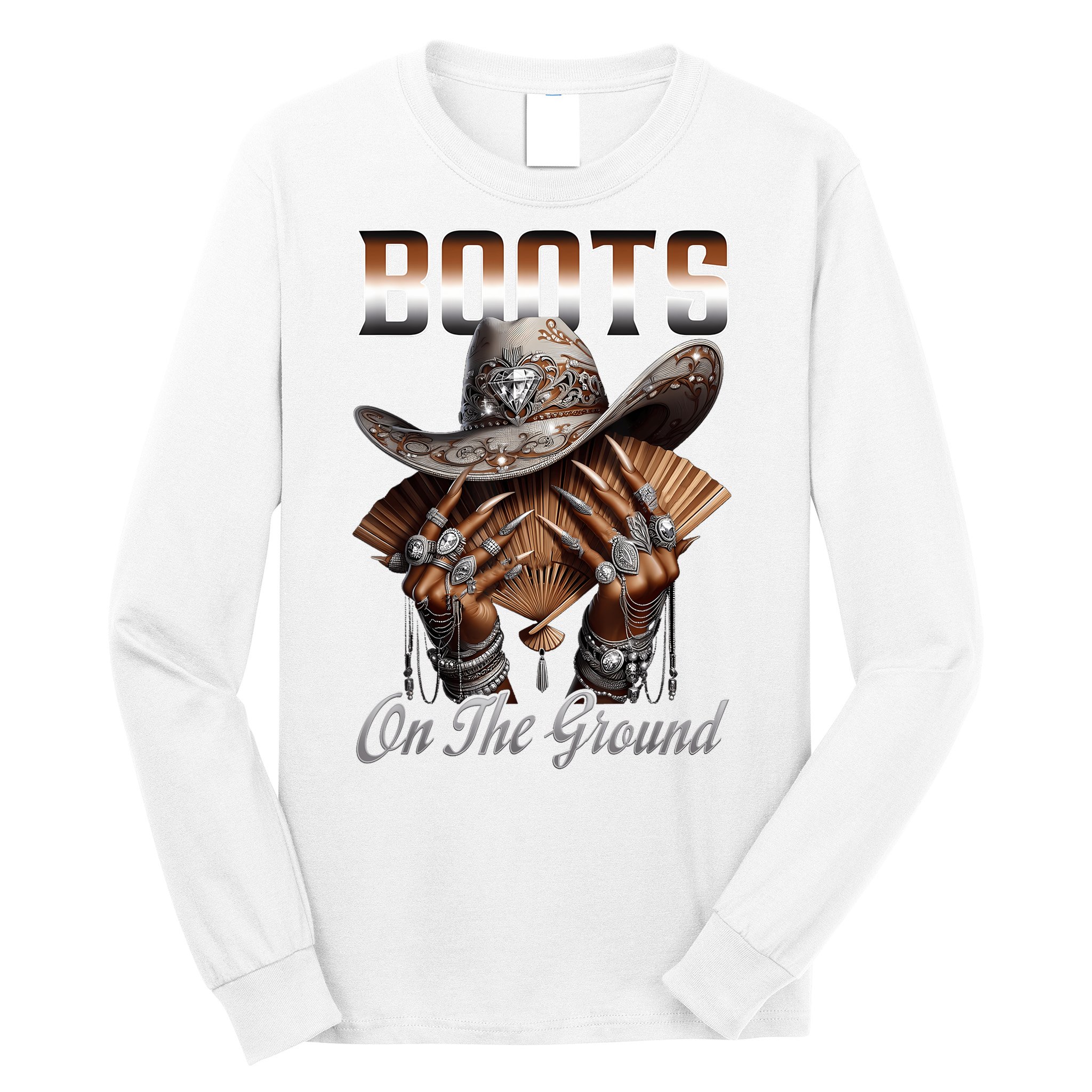 Boots On The Ground Boot Cowboy Western Cowgirl Linedance Long Sleeve Shirt