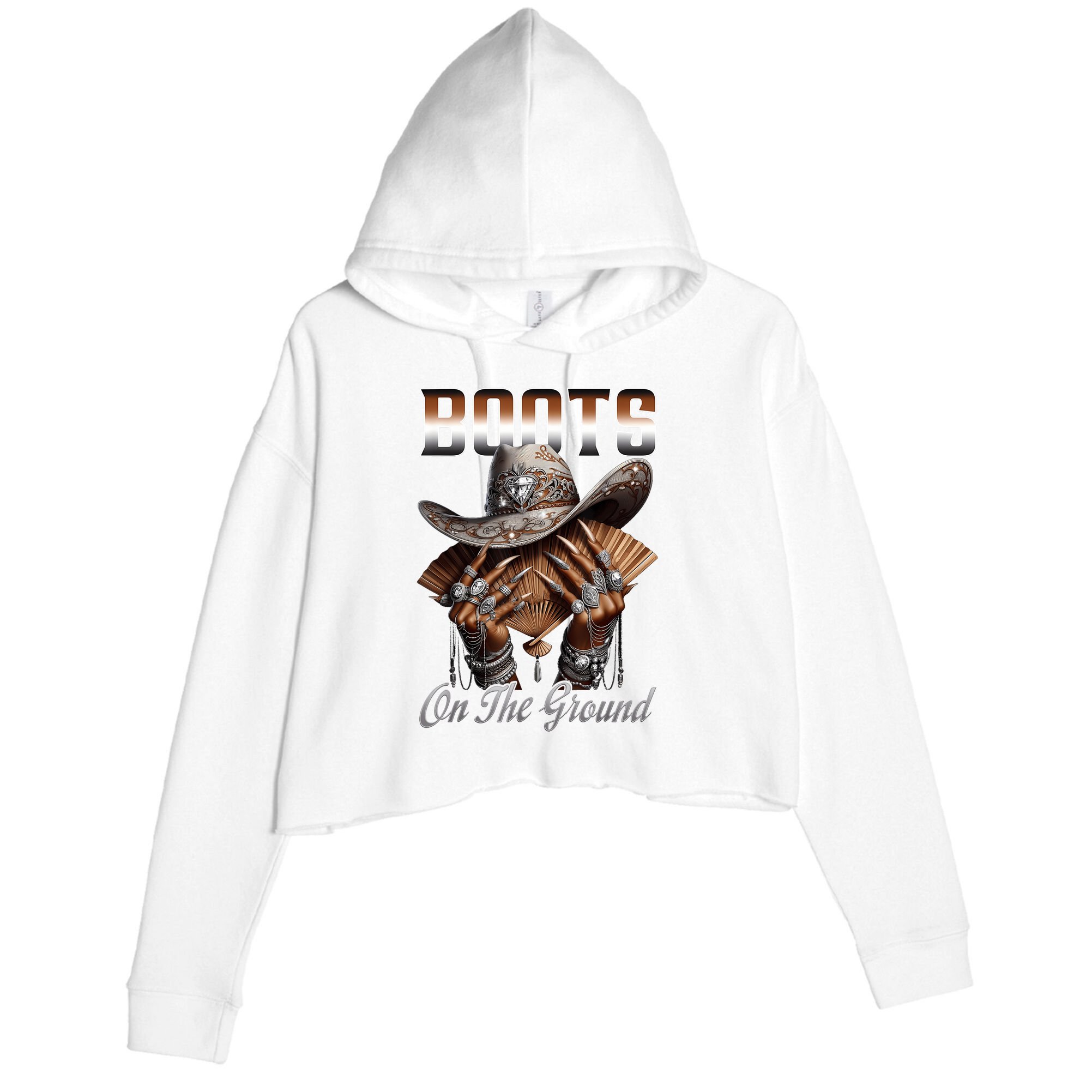 Boots On The Ground Boot Cowboy Western Cowgirl Linedance Crop Fleece Hoodie