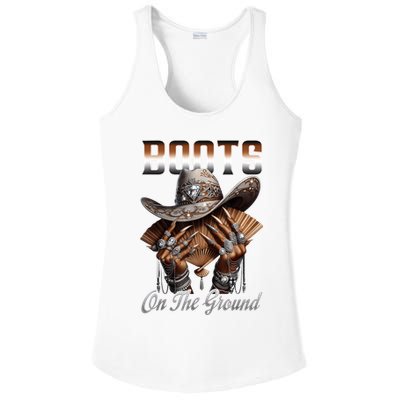 Boots On The Ground Boot Cowboy Western Cowgirl Linedance Ladies PosiCharge Competitor Racerback Tank