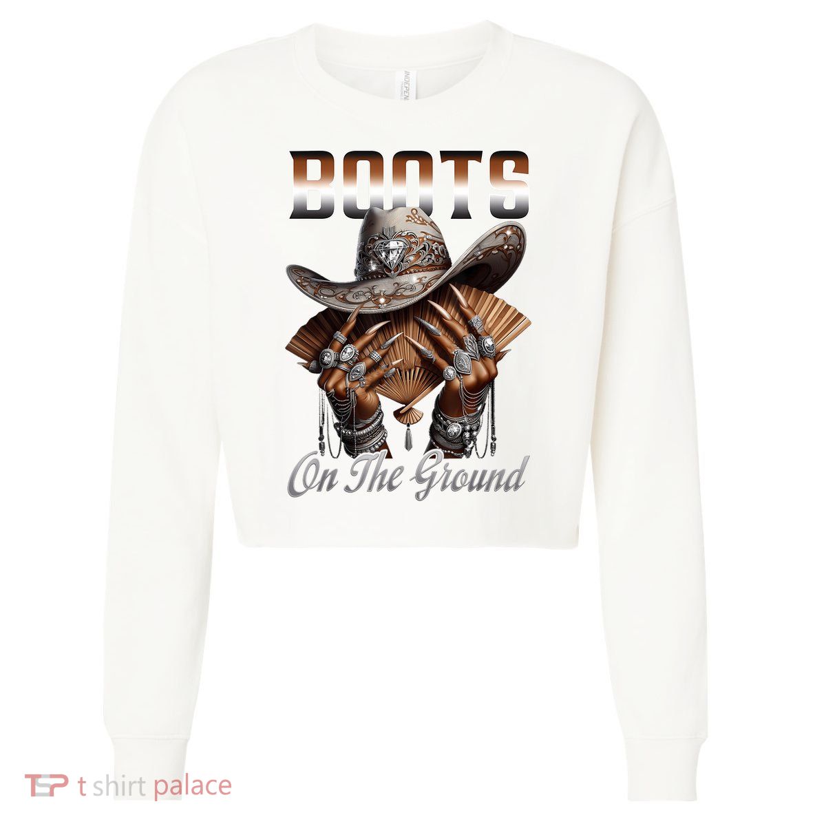 Boots On The Ground Boot Cowboy Western Cowgirl Linedance Cropped Pullover Crew