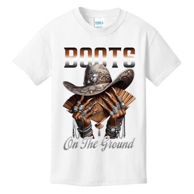 Boots On The Ground Boot Cowboy Western Cowgirl Linedance Kids T-Shirt