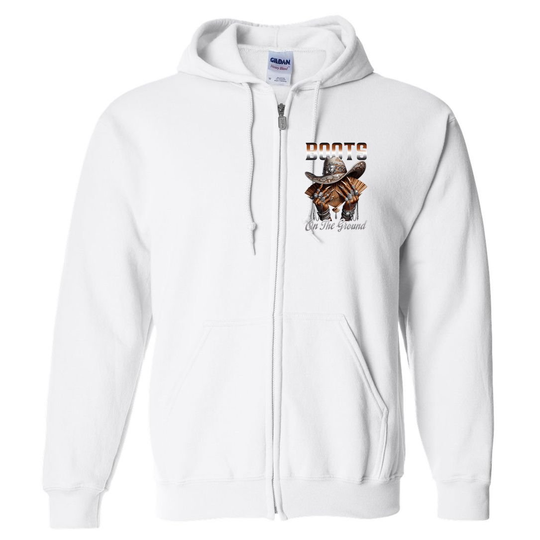 Boots On The Ground Boot Cowboy Western Cowgirl Linedance Full Zip Hoodie