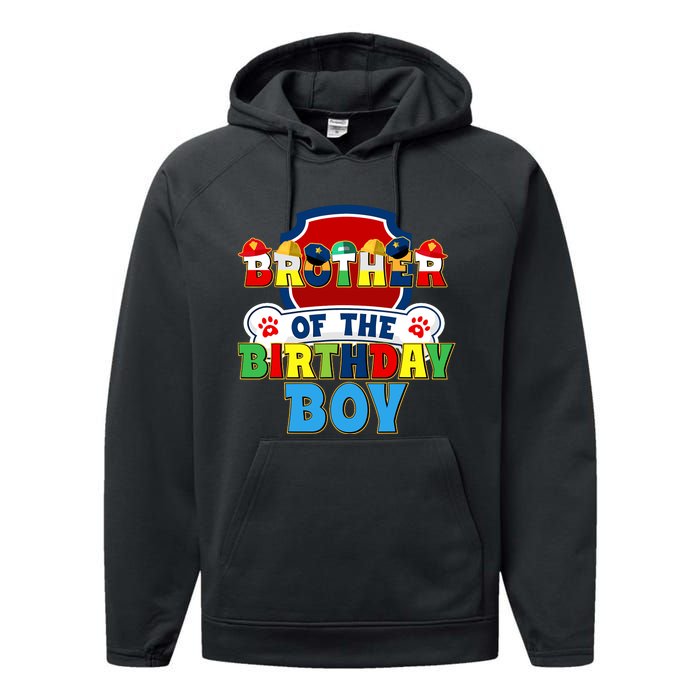 Brother Of The Birthday Boy Dog Paw Family Matching Performance Fleece Hoodie