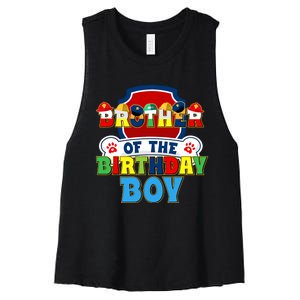 Brother Of The Birthday Boy Dog Paw Family Matching Women's Racerback Cropped Tank