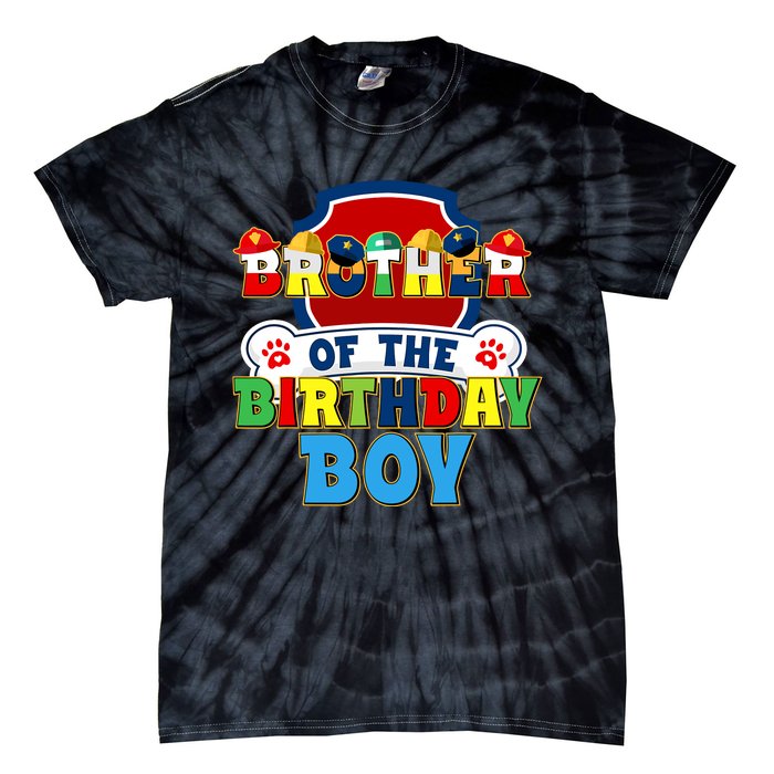 Brother Of The Birthday Boy Dog Paw Family Matching Tie-Dye T-Shirt