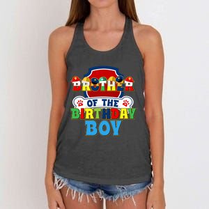 Brother Of The Birthday Boy Dog Paw Family Matching Women's Knotted Racerback Tank