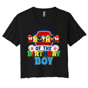 Brother Of The Birthday Boy Dog Paw Family Matching Women's Crop Top Tee