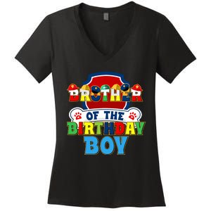 Brother Of The Birthday Boy Dog Paw Family Matching Women's V-Neck T-Shirt