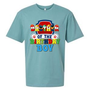 Brother Of The Birthday Boy Dog Paw Family Matching Sueded Cloud Jersey T-Shirt