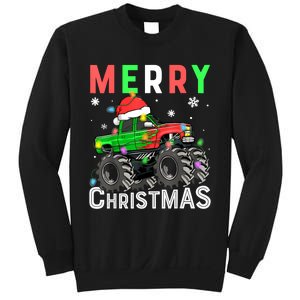 Boy Onster Truck Merry Christmas Santa Hat Sweatshirt