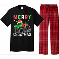 Boy Onster Truck Merry Christmas Santa Hat Pajama Set