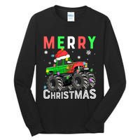 Boy Onster Truck Merry Christmas Santa Hat Tall Long Sleeve T-Shirt