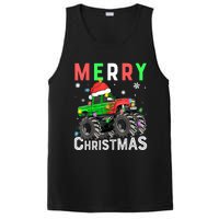 Boy Onster Truck Merry Christmas Santa Hat PosiCharge Competitor Tank