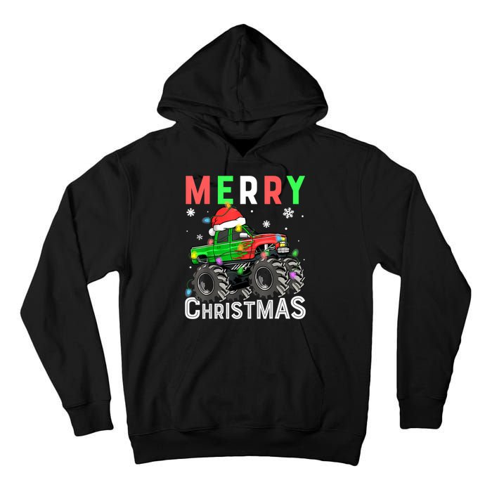 Boy Onster Truck Merry Christmas Santa Hat Tall Hoodie