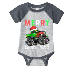 Boy Onster Truck Merry Christmas Santa Hat Infant Baby Jersey Bodysuit