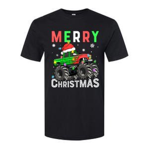 Boy Onster Truck Merry Christmas Santa Hat Softstyle CVC T-Shirt