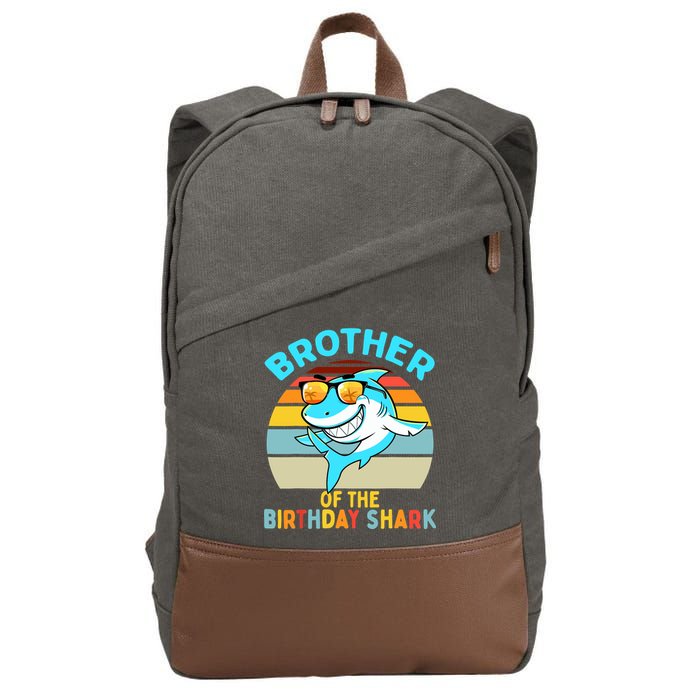 Brother of the Shark Birthday Matching Family Cotton Canvas Backpack