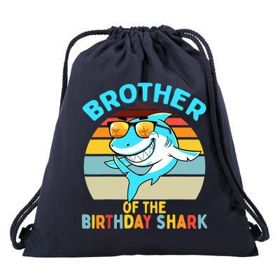 Brother of the Shark Birthday Matching Family Drawstring Bag