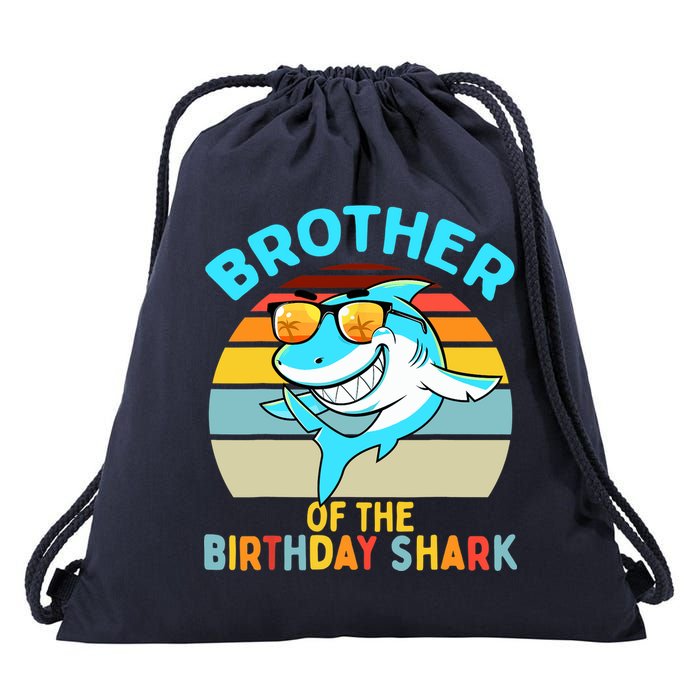 Brother of the Shark Birthday Matching Family Drawstring Bag