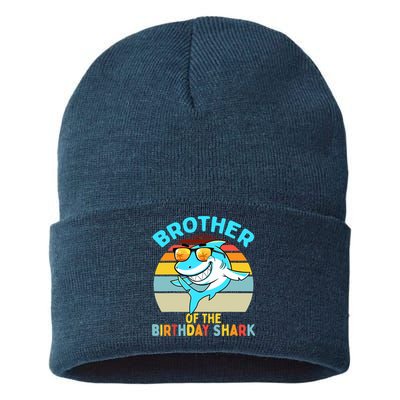 Brother of the Shark Birthday Matching Family Sustainable Knit Beanie