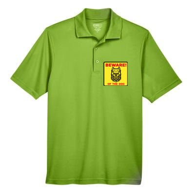 Beware Of The Dog Yellow Sign Men's Origin Performance Pique Polo