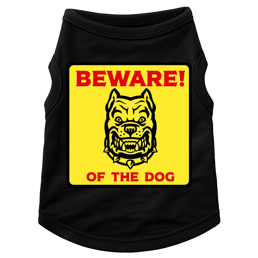 Beware Of The Dog Yellow Sign Doggie Tank