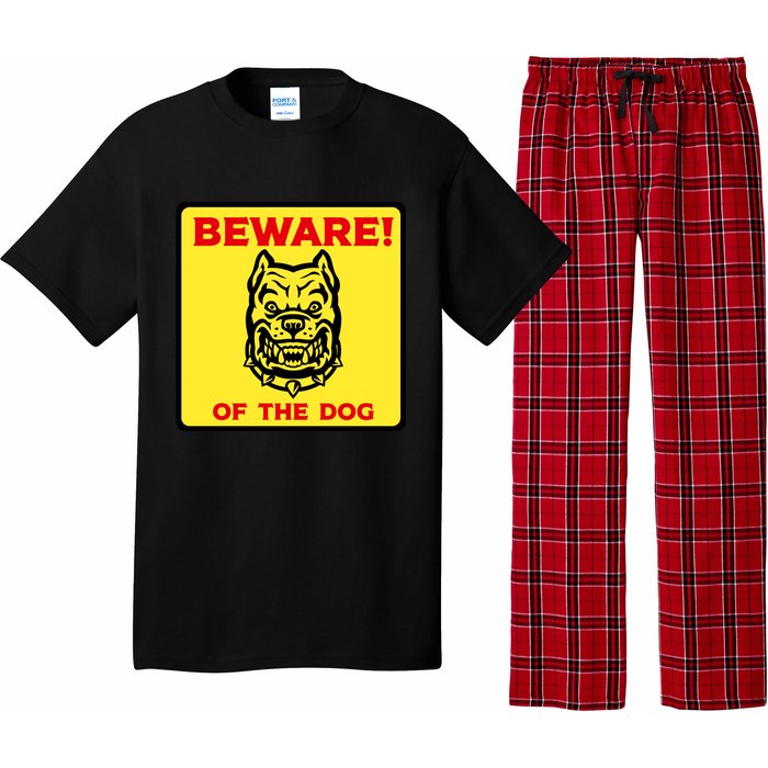 Beware Of The Dog Yellow Sign Pajama Set