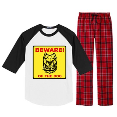 Beware Of The Dog Yellow Sign Raglan Sleeve Pajama Set