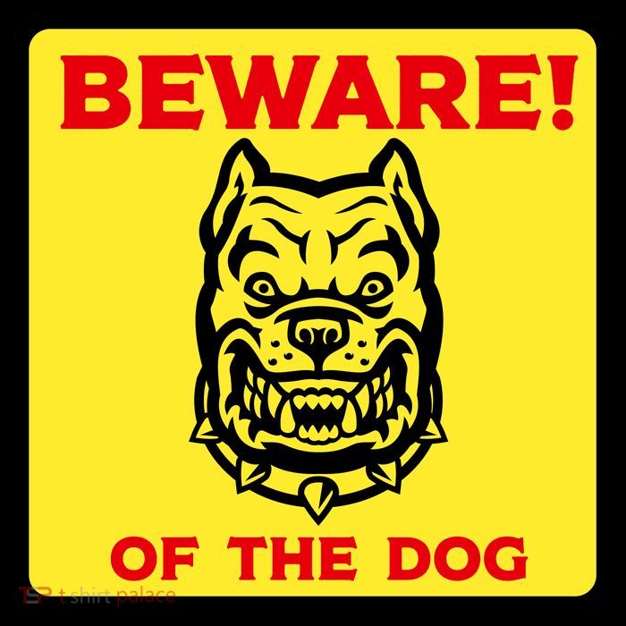 Beware Of The Dog Yellow Sign 16 in Basic Backpack