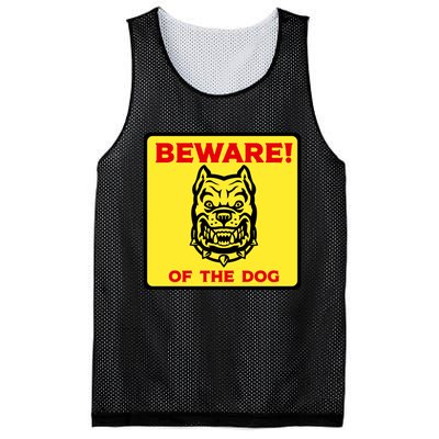 Beware Of The Dog Yellow Sign Mesh Reversible Basketball Jersey Tank