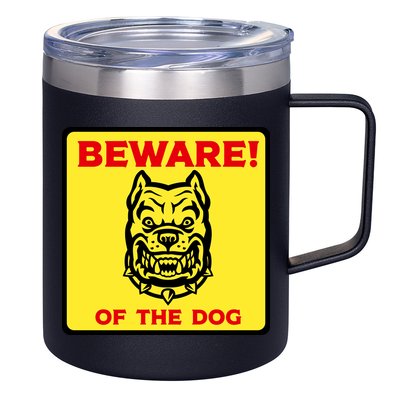 Beware Of The Dog Yellow Sign 12oz Stainless Steel Coffee Mug