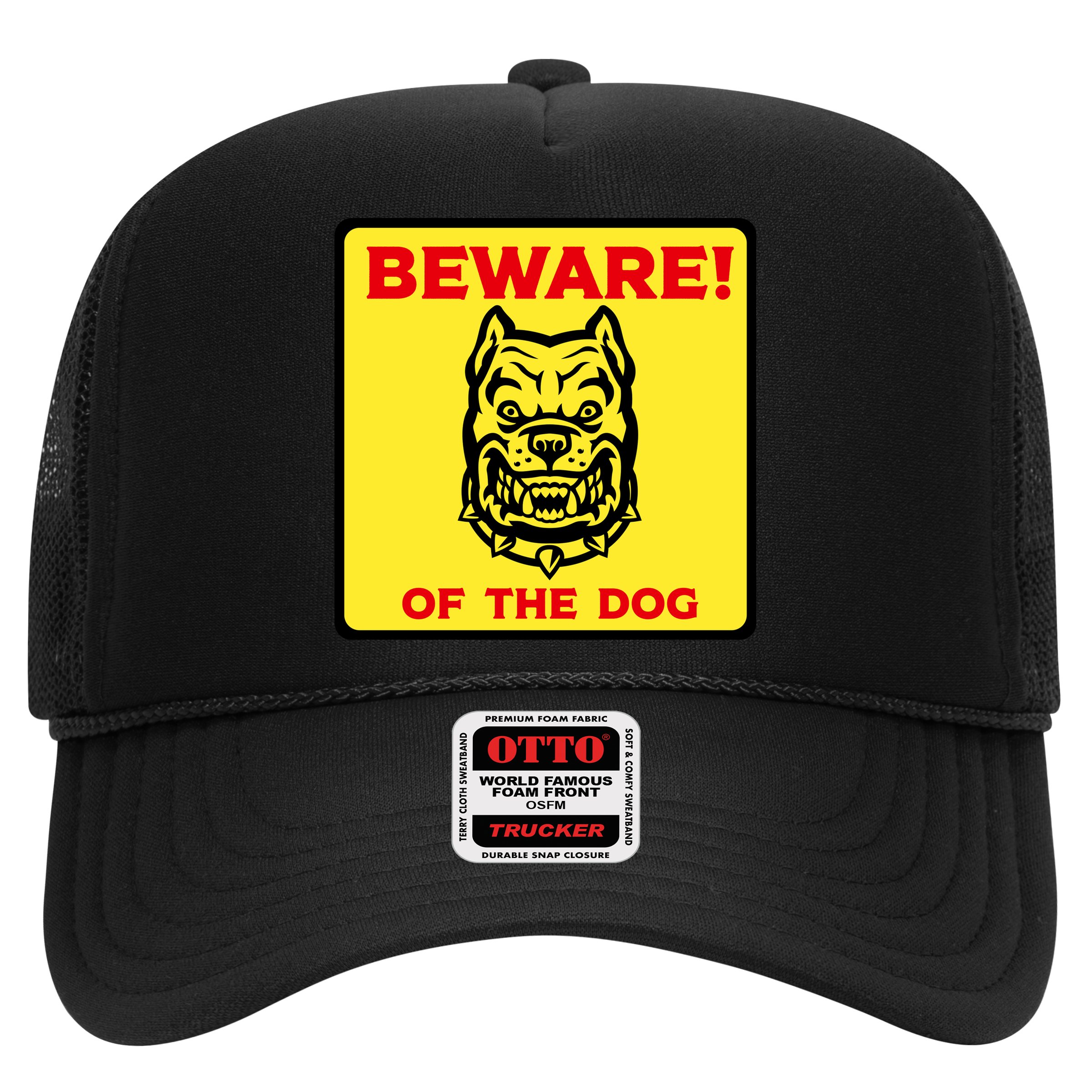 Beware Of The Dog Yellow Sign Hat