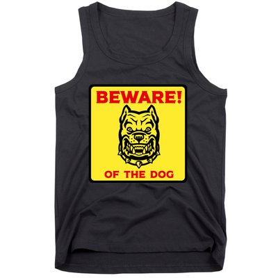 Beware Of The Dog Yellow Sign Tank Top