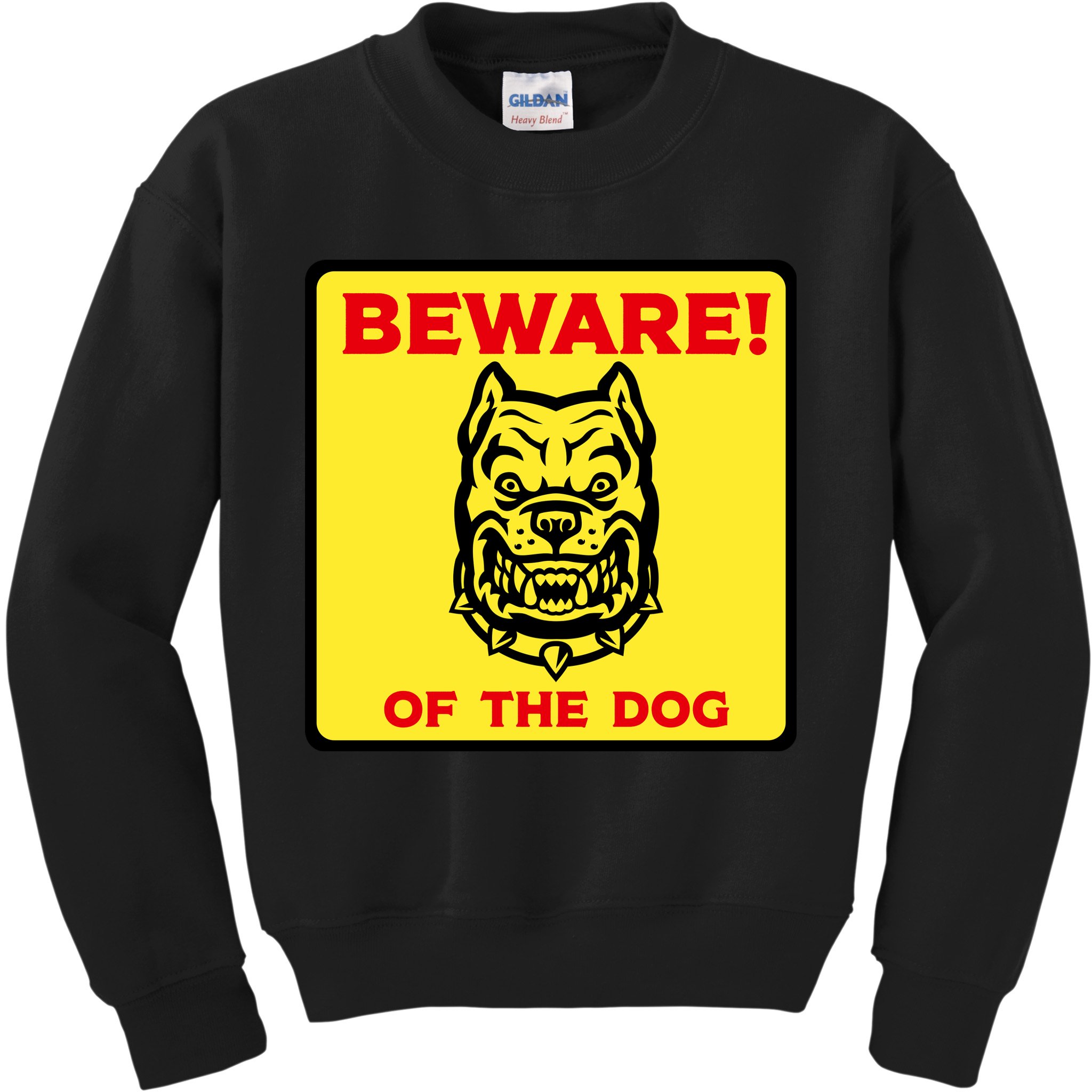 Beware Of The Dog Yellow Sign Kids Sweatshirt