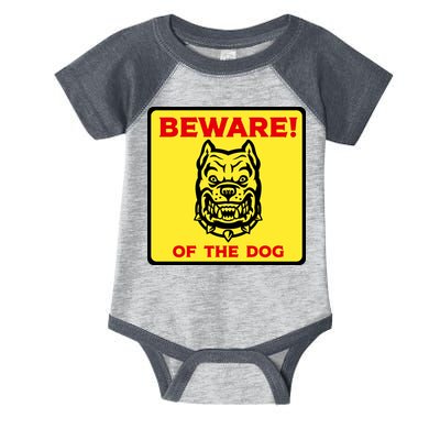 Beware Of The Dog Yellow Sign Infant Baby Jersey Bodysuit